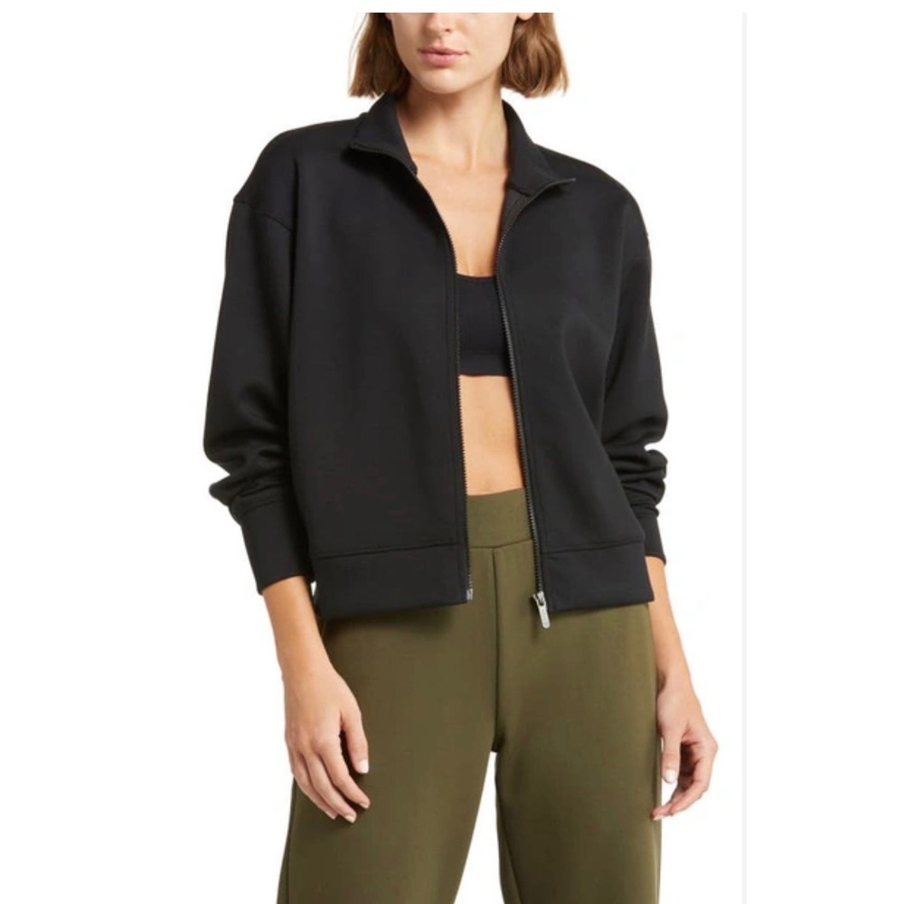 Zella Amazing Full Zip Jacket Black Mock Neck Athletic Sweatshirt Women Medium